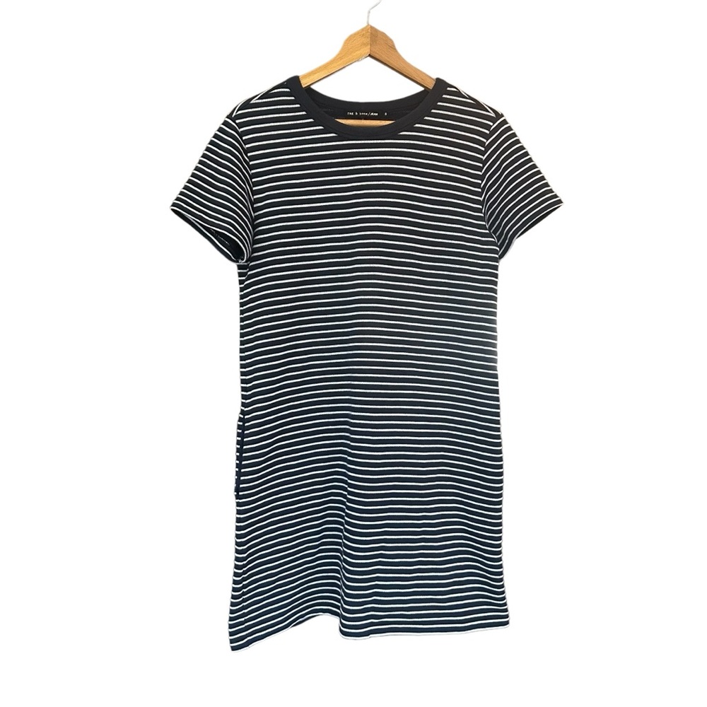 Rag & Bone Jeans Navy & White Stripped Dress With Pockets Size Small.
